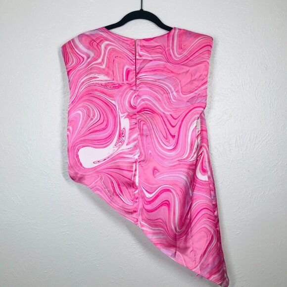 Amanda Uprichard Pink Swirl Jupiter Asymmetrical Hemline Top - Picture 7 of 10